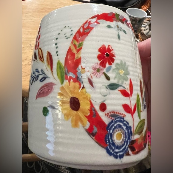 Anthropologie Starla M. Halfmann Monogram Letter Initial “C” Coffee Tea Cup Mug - Picture 11 of 14